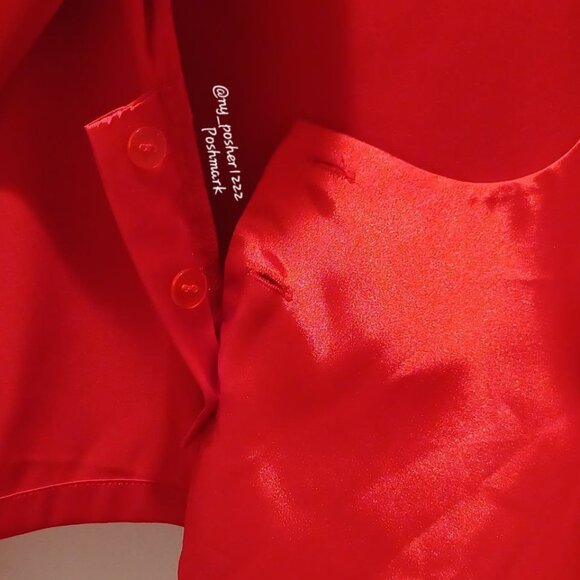 *𝓥𝓲𝓷𝓽𝓪𝓰𝓮 𝐂𝐇𝐑𝐈𝐒𝐓𝐈𝐄 & 𝐉𝐈𝐋𝐋 Wrap Stretch Satin Blouse L 🔴 - Picture 4 of 8